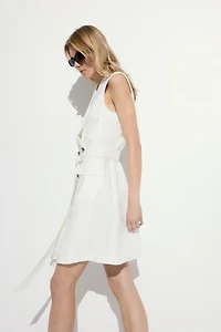 Linen-blend Jacket Dress