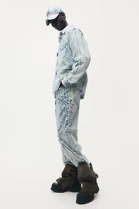 Distressed-Look Denim Shirt