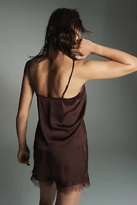 Pyjama en satin avec dentelle