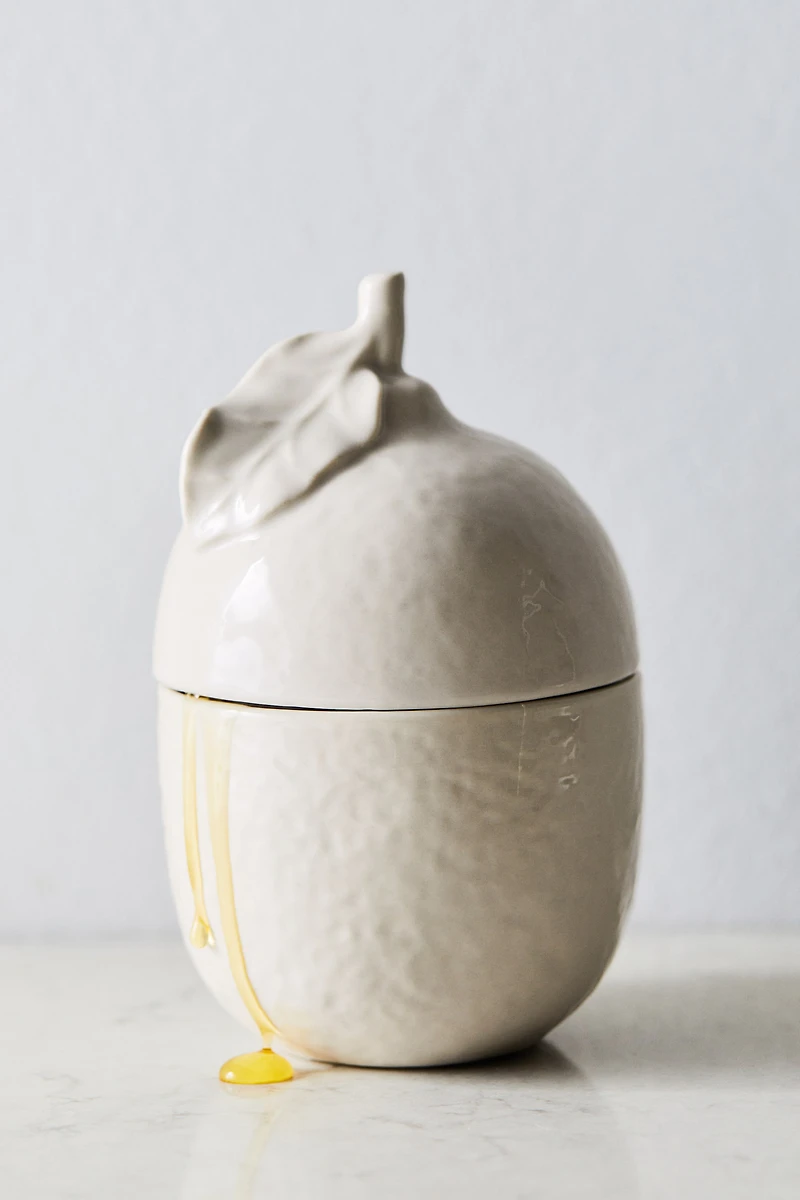 Pot citron en grès cérame