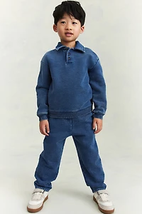 Denim-Look Cotton Joggers