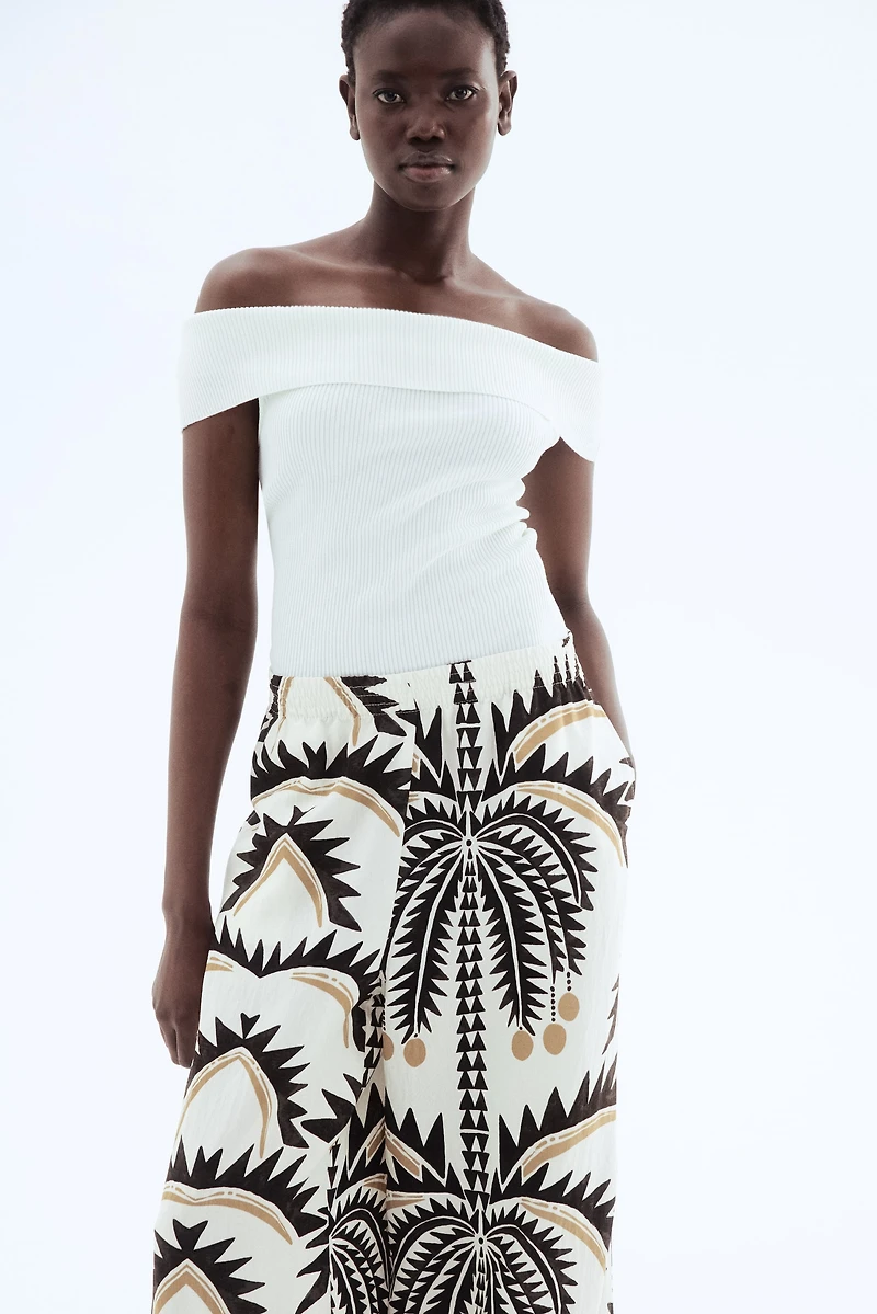 Pantalon large à taille élastique