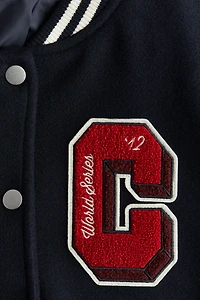 Appliquéd Baseball Jacket
