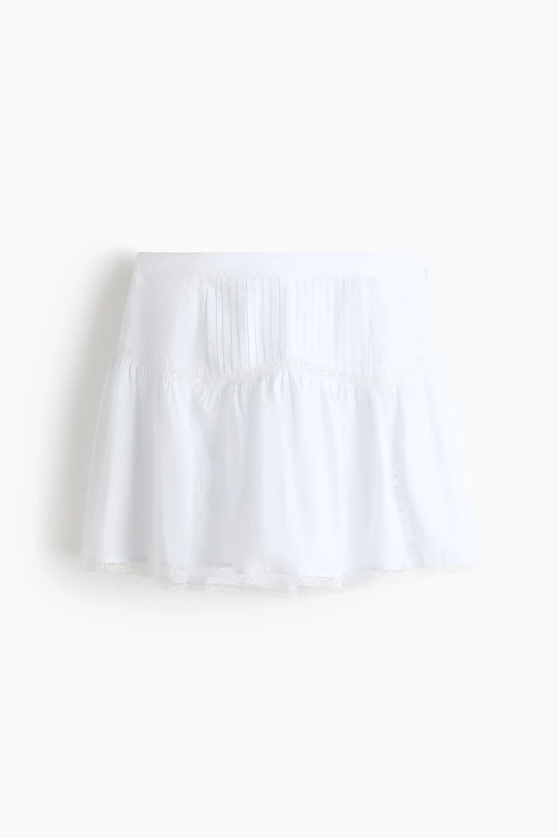 Lace-Trimmed Cotton Skirt