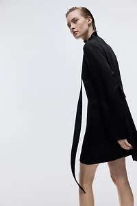 Scarf-Detail Satin Dress