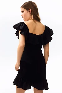 Flounced Off-the-Shoulder Dress