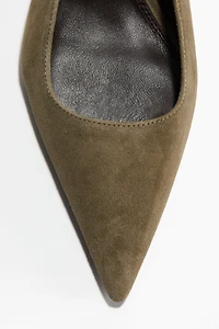 Escarpins en cuir velours avec bride arrière