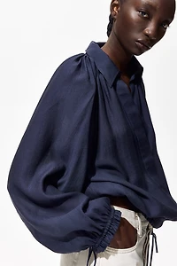 Oversized Drawstring-Detail Shirt