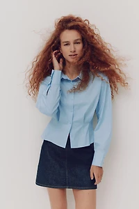 Tapered-Waist Poplin Shirt