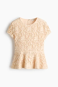 Crochet-Look Peplum Top