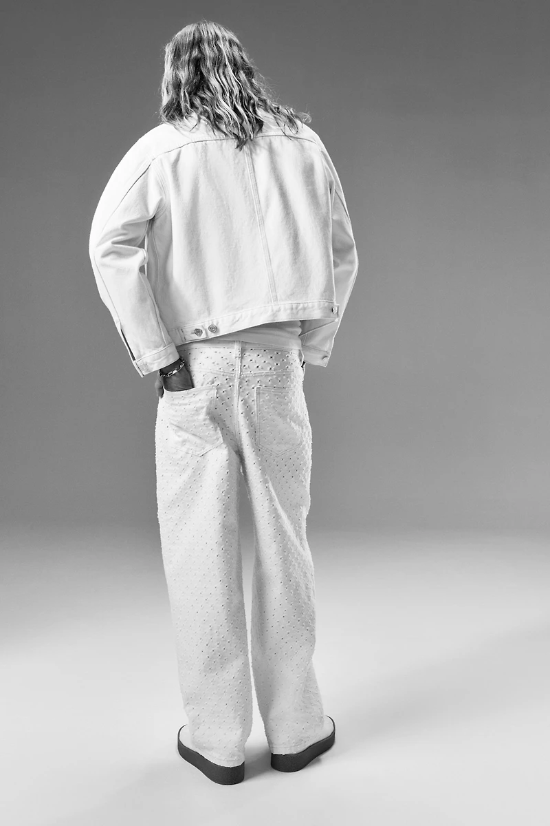 Jeans ample à motifs