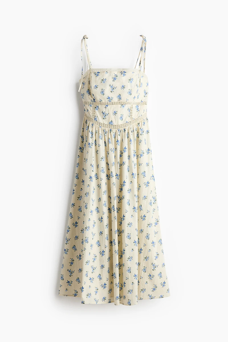 Cotton Dress with Tie-Top Shoulder Straps