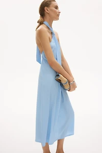 Twist-Detail Halterneck Dress