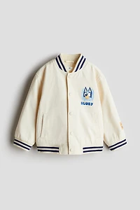 Twill Baseball Jacket with Printed Motif