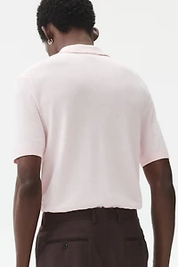 Slim-Fit Cable-Knit Polo Shirt