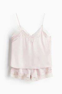 Lace-trimmed Satin Pajamas