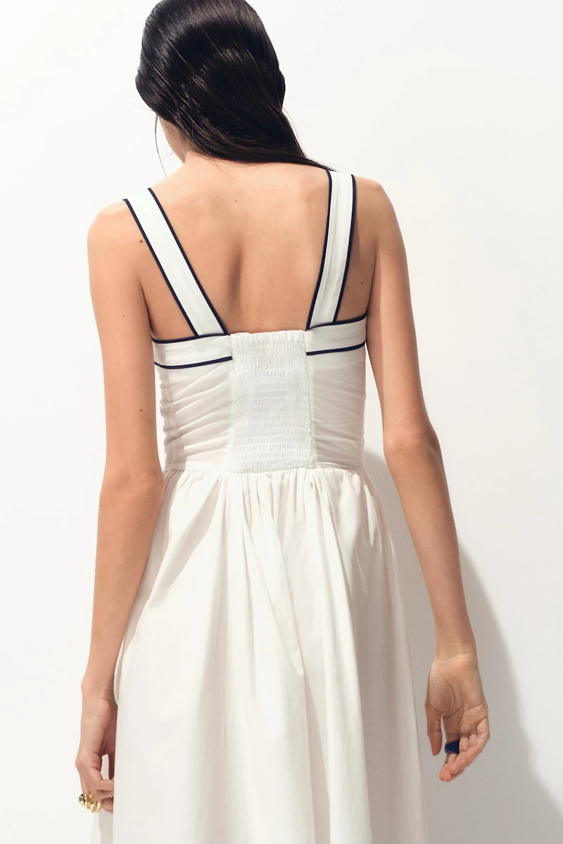 Cotton Dress with Flared Skirt