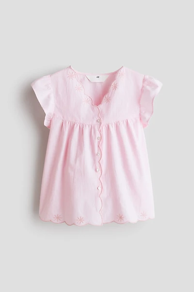 Embroidered-Detail Cotton Blouse