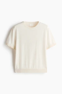 Lace-Trimmed Fine-Knit Top