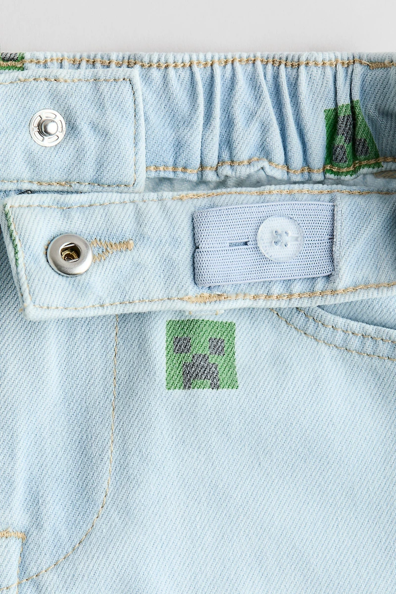 Short en denim imprimé