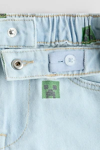 Short en denim imprimé