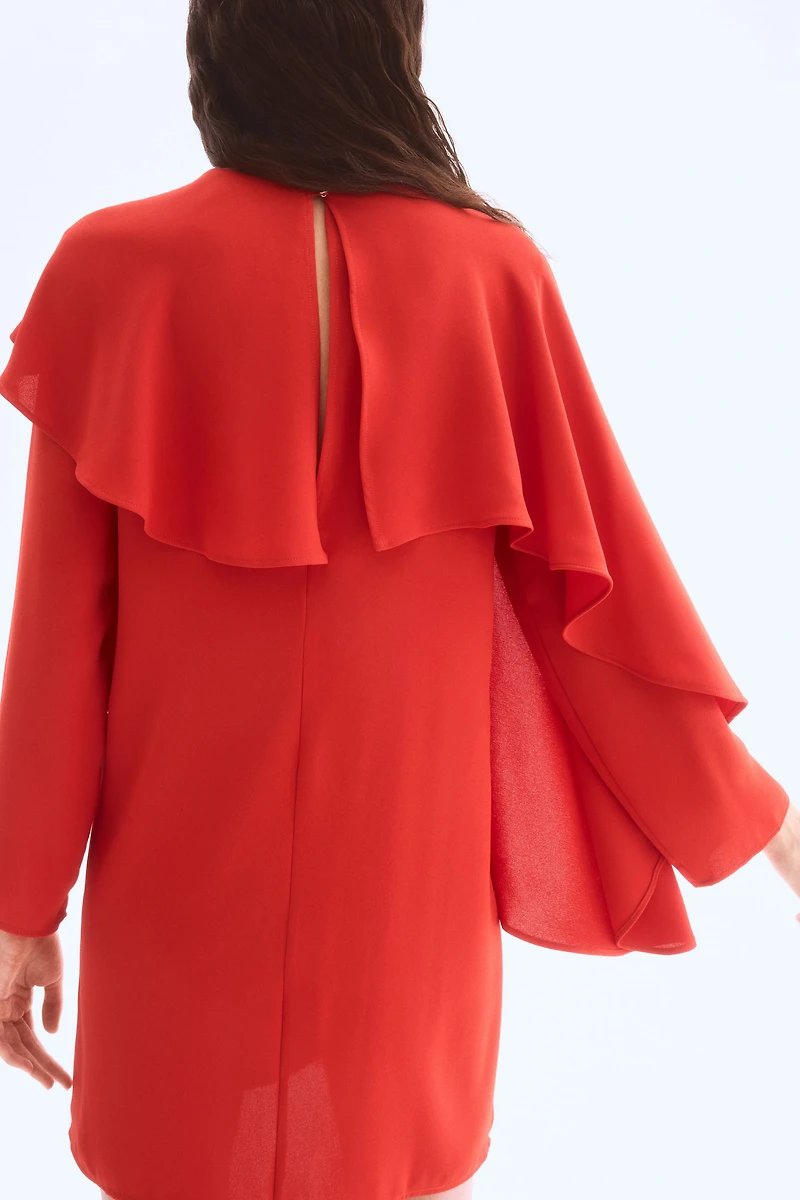 Cape-Detail Dress