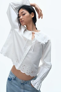 Embroidered Blouse with Peter Pan Collar