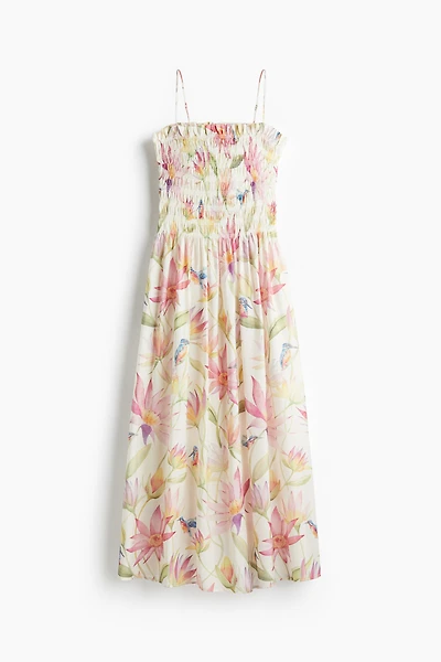 Smocked-Bodice Strappy Dress