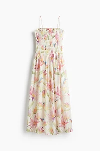 Smocked-Bodice Strappy Dress