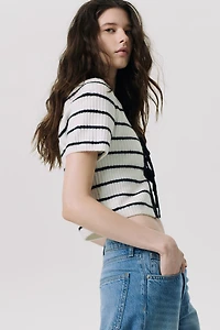 Tie-Detail Rib-Knit Top