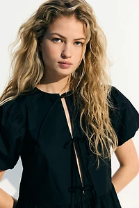 Tie-Front Poplin Dress