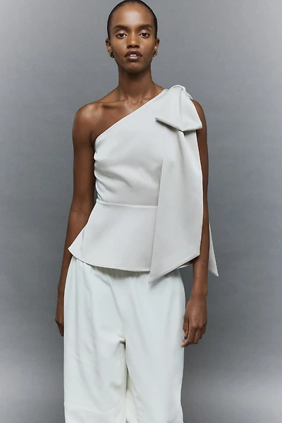 Bow-Detail One-Shoulder Top