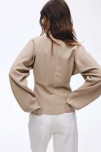 Silk-Blend Peplum Cardigan