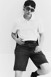 Regular Fit Textured-Knit Polo Shirt