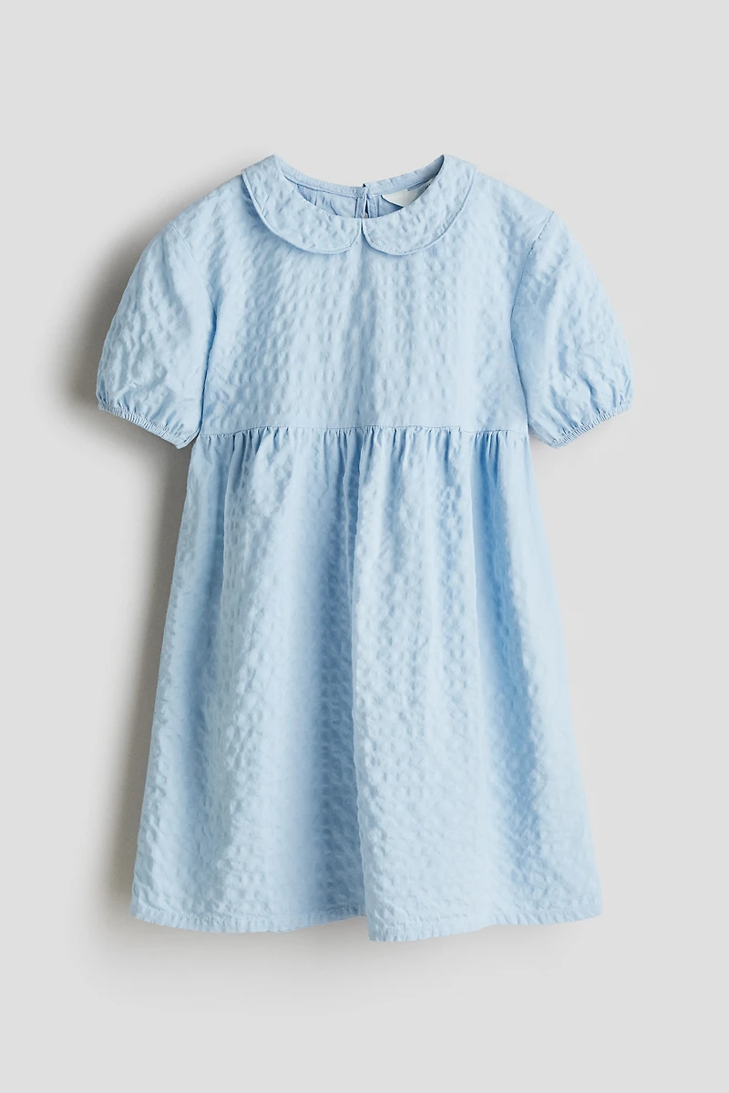 Seersucker Dress with Collar