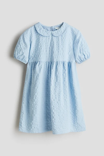 Seersucker Dress with Collar
