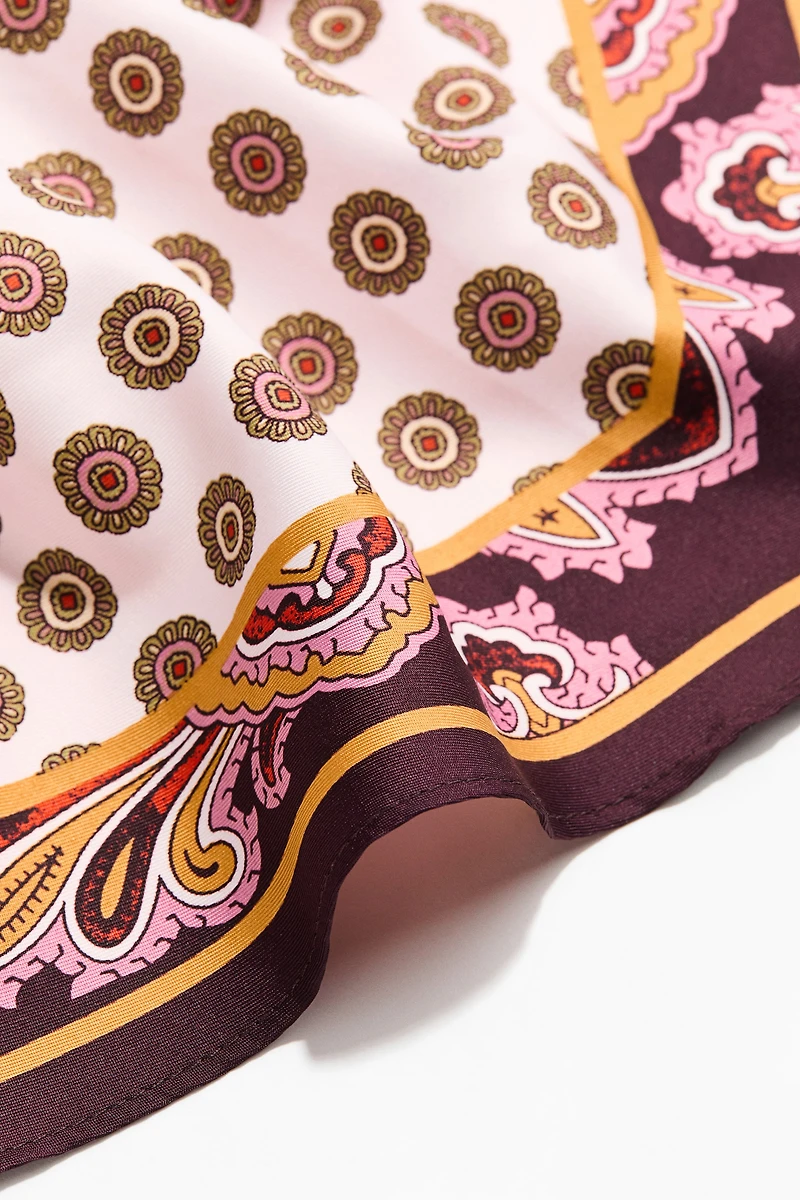 Printed Satin Triangle Scarf