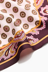 Printed Satin Triangle Scarf