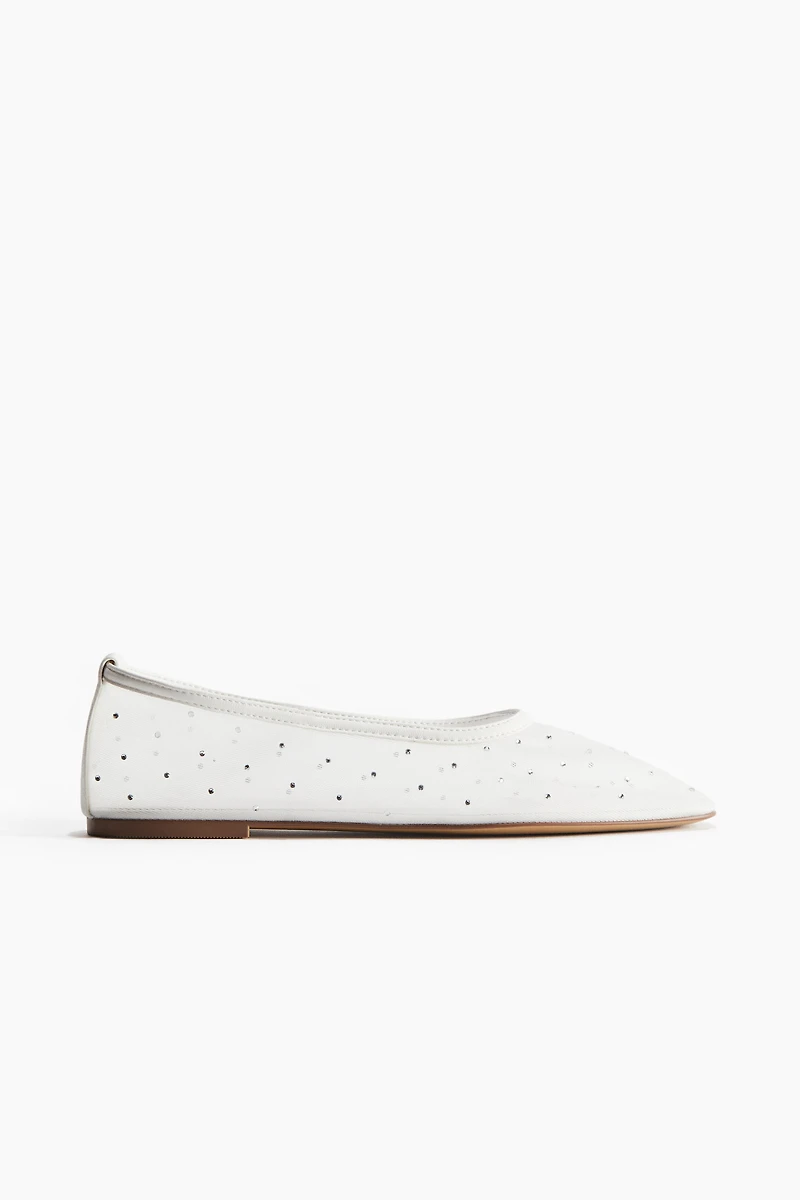 Rhinestone-Embellished Ballet Flats