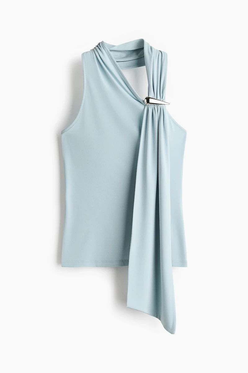 Metal-Detail Halterneck Top
