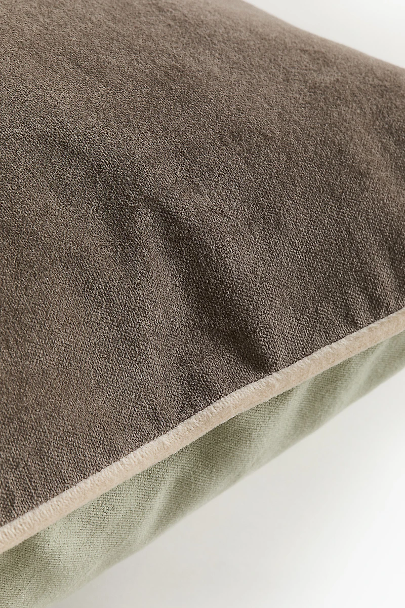 Piping-Detail Velvet Cushion Cover