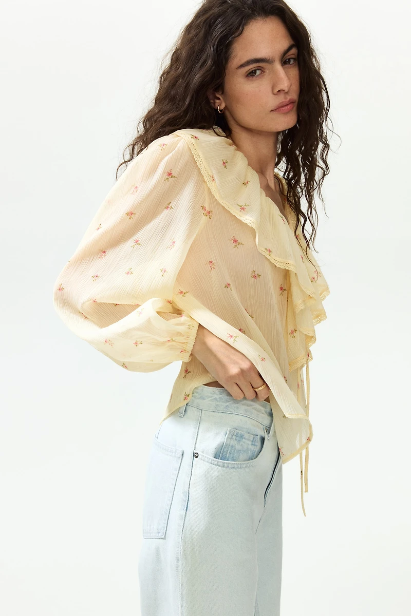 Crinkled chiffon blouse