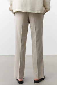 Pantalon de costume classique en lin mélangé