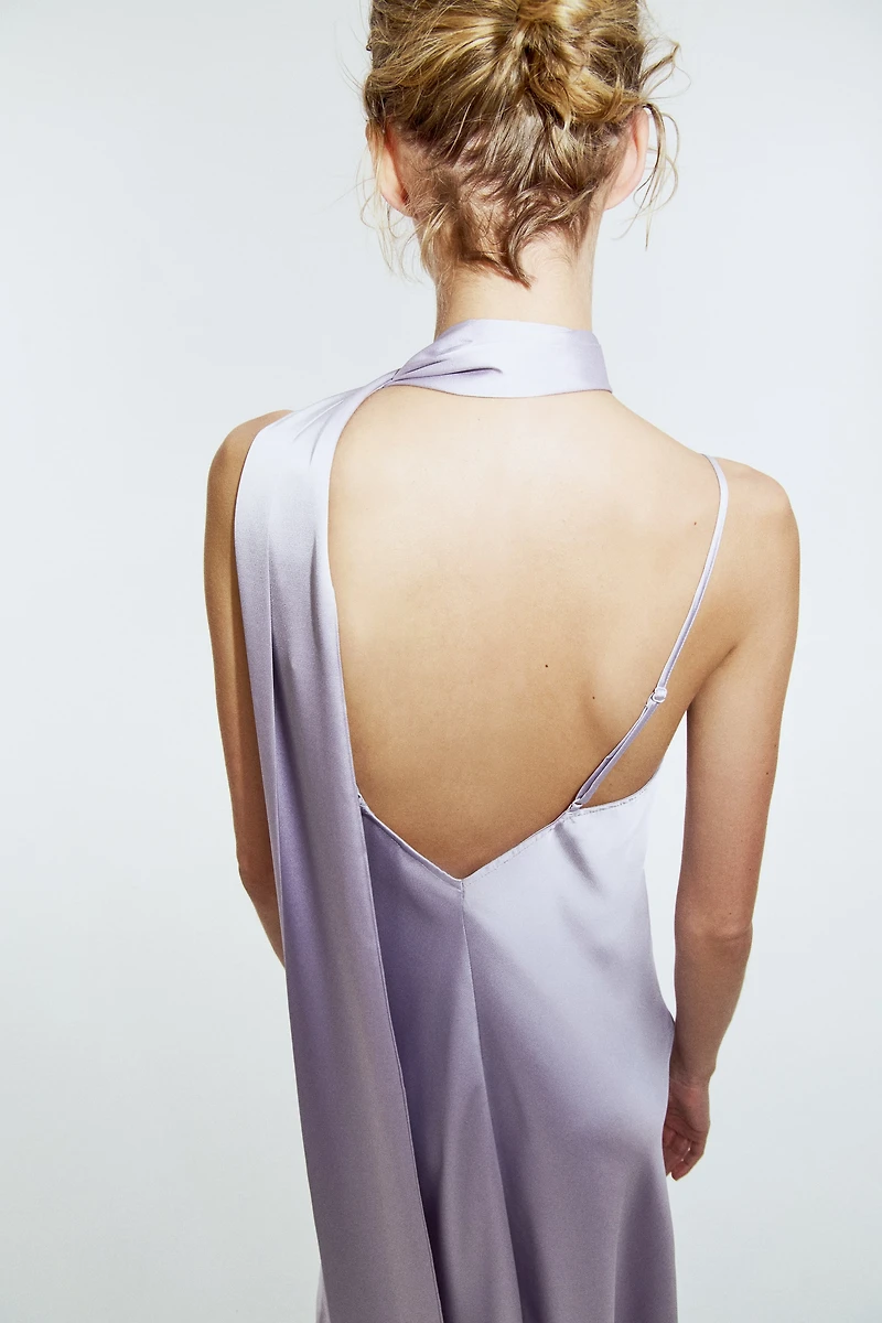 Satin Slip Dress with Scarf