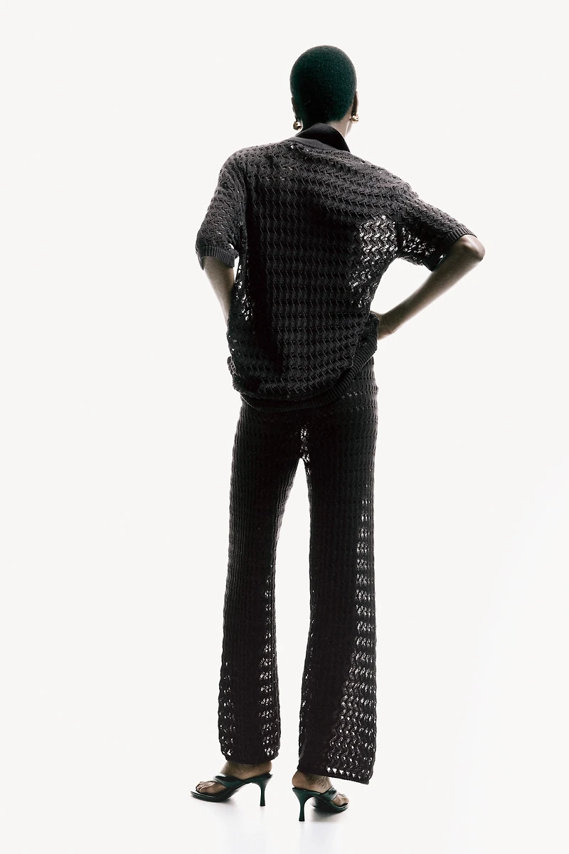 Crochet-Look Cotton Pants