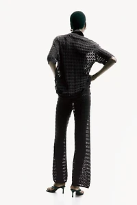 Crochet-Look Cotton Pants