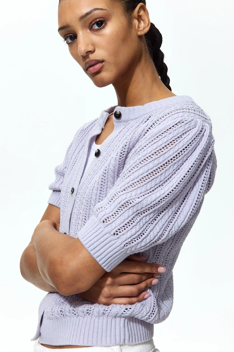 Pointelle-Knit Cardigan