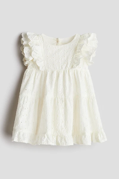 Ruffled Eyelet-Embroidered Dress