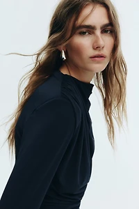 Draped Dress with Shoulder Pads