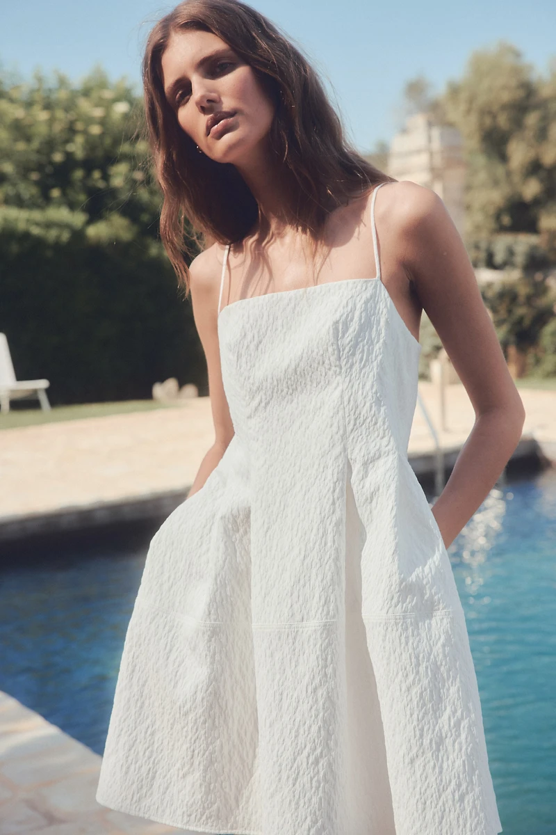 Jacquard-Weave Strappy Dress